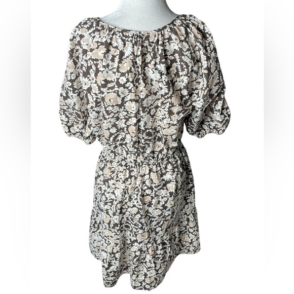 RAILS Cottagecore Ditsy Floral puff Sleeve Ruffle Hem Mini Dress Brown small - Picture 3 of 10